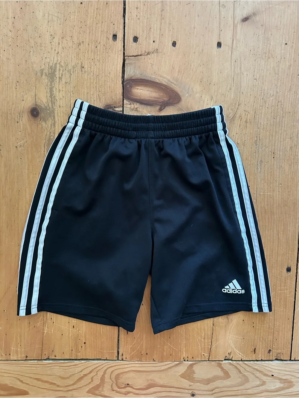 adidas Black Shorts with White Three-Stripes